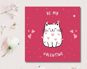 Cute Valentine's Day Card, Be my Valentine, Anniversary Greeting Card,Gift For Husband, Wife, Girlfriend,Partner, Cat lover gift