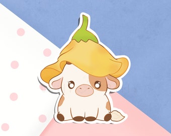 Cute cow with flower vinyl sticker, Cow sticker,Waterproof decals, Animal sticker, Stickers,Cute cow, Laptop sticker, Planner stamps