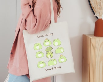 This is My Toad Bag |100% Cotton Tote Bag|Art  Bag | Toad Lover | Frog and Toad Tote Bag | Kawaii frog | Shopping Bag