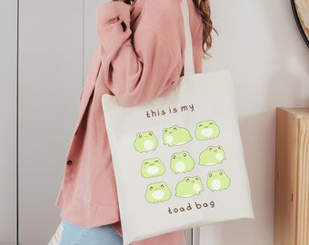 Cute Toad Tote | This is My Toad Bag |100% Cotton Tote Bag| Shopping Bag | Toad Lover | Frog and Toad Tote Bag | Kawaii frog