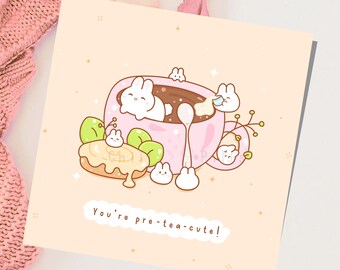 Cute You're pretea cute pun card, Cute card for him/ her, Funny cards for boyfriend or girlfriend, Cute puns card, Tea pun card, Galentine