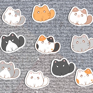 Cute Kawaii Cat Sticker Pack | Waterproof | Fun Stickers | Stickers | Gift  for Her | Pack of 4 Waterproof Stickers