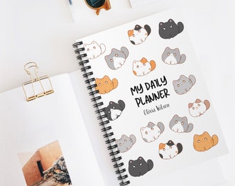 Personalized Daily Journal | Cute Chonky Cat Notebook | Cat Lover Gift | Soft Cover Journal |Name Personalization |Spiral Notebooks