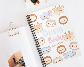 Personalized Dairy| Daily Journal| Kids Daily Notebook|Animal Stationary |Soft Cover Journal|  Spiral Notebooks| Birthday Gift for kids