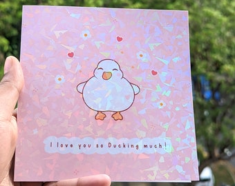 Cute I love you so ducking much greeting card, Cute card for him/ her, Funny cards for boyfriend or girlfriend, Cute puns card, Love puns