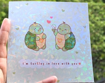 Cute Turtley in love with you card, Cute cards for him, Funny cards for boyfriend or girlfriend, Valentines card, Cute puns card, Love puns