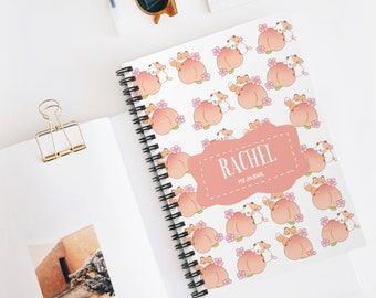 Personalized Spiral Notebook | Cute Cow Peach Notebook | Animal Stationary | Soft Cover Journal | Personalized name notebook  Daily Journal