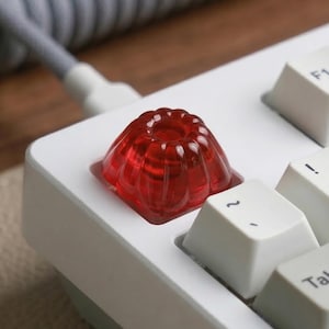 Tecla artesanal em resina com formato de pudim de gelatina para teclado mecânico gamer, presente personalizado para gamers.