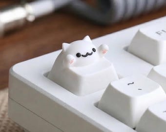 Catty keycap (Bongo cat meme inspired) - Bongo cat keycap - Artisan Keycap for Cherry MX Keycap Mechanical Gaming Keyboards (3 colors)