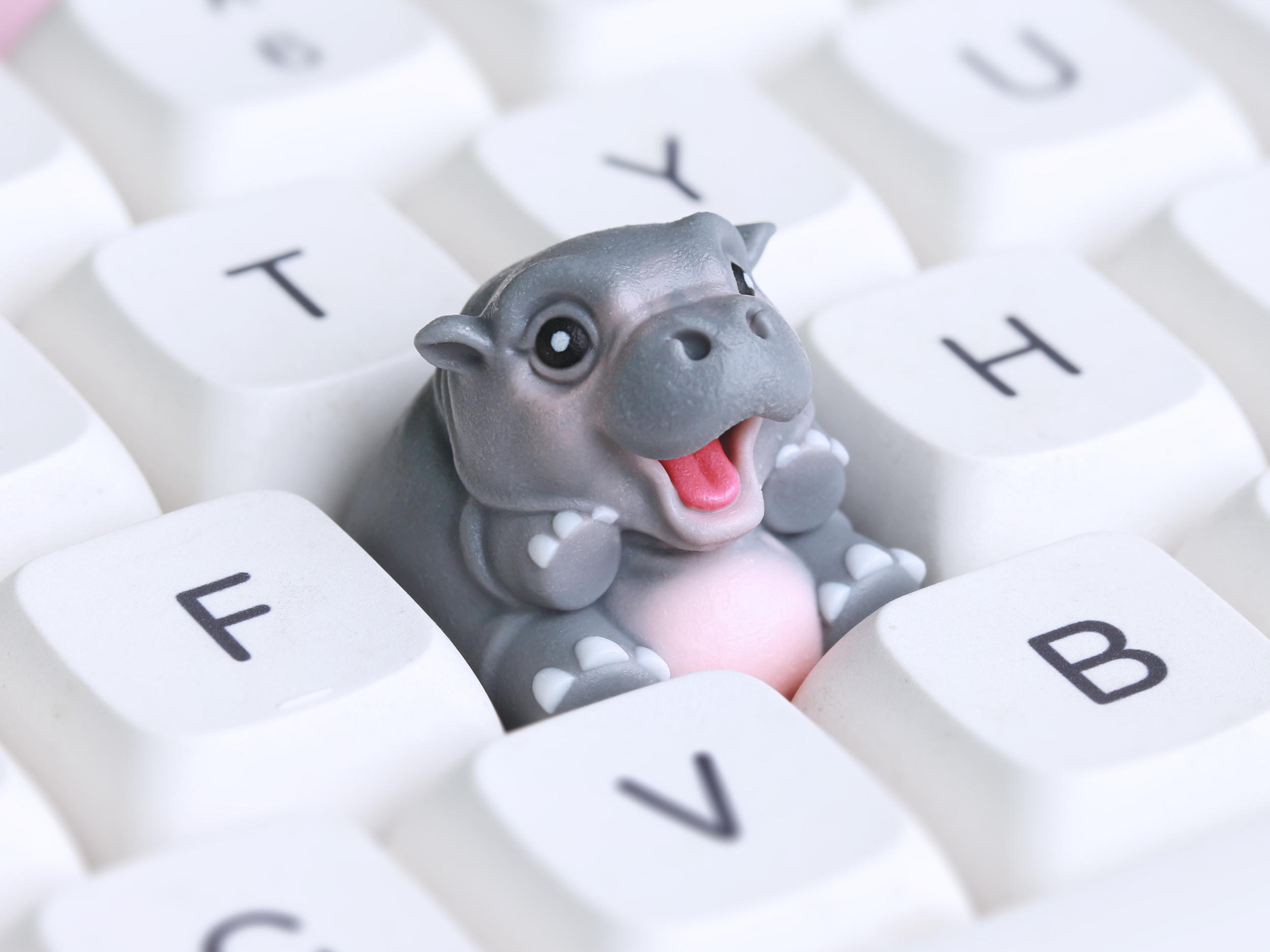 Hippo Keycap Baby Hippo (moo Deng) Artisan Keycap for Cherry MX Keycap Mechanical ...