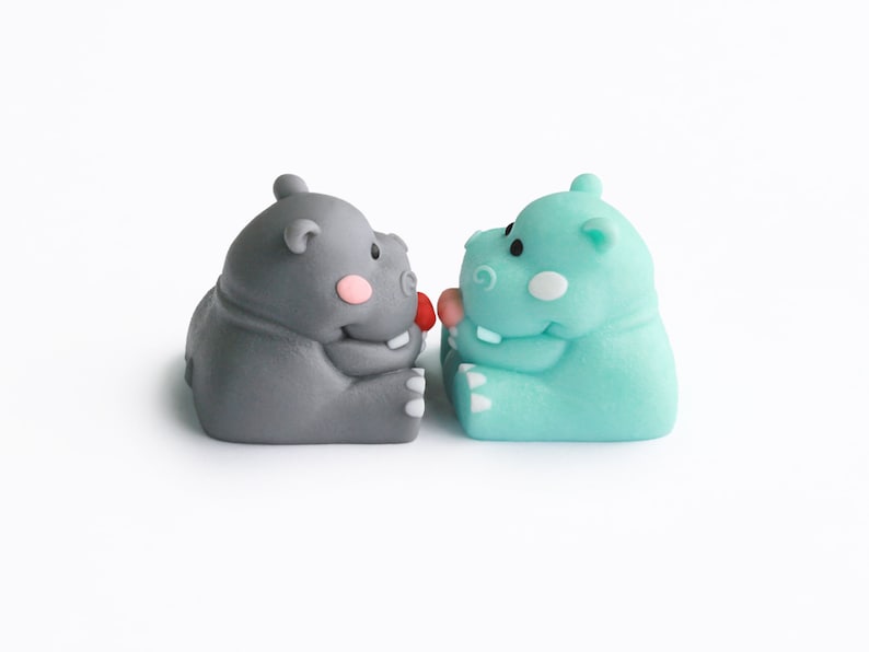 Touche de clavier mécanique de jeu Happy Hippo en résine artisanale, ESC personnalisée, cadeau pour gamer image 4
