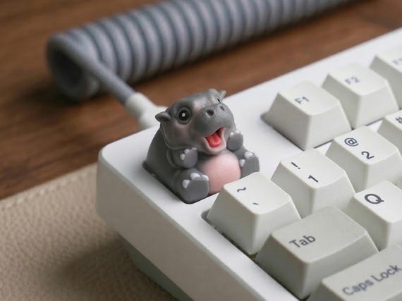 Moo Deng Baby Hippo Resin Artisan Keycap for Mechanical Keyboard, Custom ESC Gamer Gift