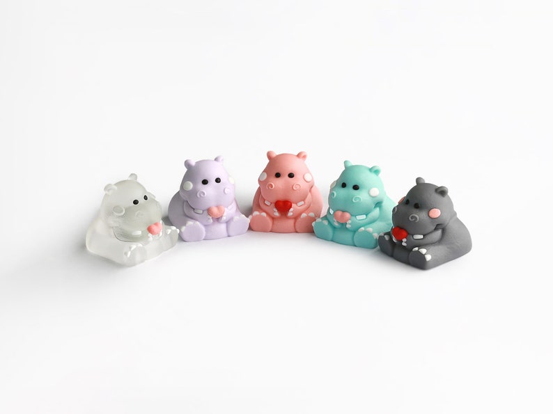 Touche de clavier mécanique de jeu Happy Hippo en résine artisanale, ESC personnalisée, cadeau pour gamer image 2