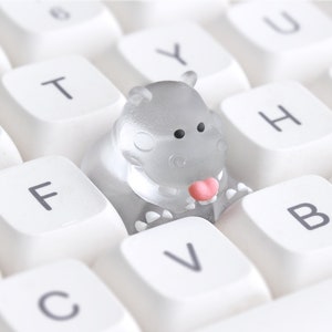 Touche de clavier mécanique de jeu Happy Hippo en résine artisanale, ESC personnalisée, cadeau pour gamer Disco Hippo