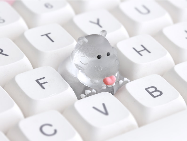 Touche de clavier mécanique de jeu Happy Hippo en résine artisanale, ESC personnalisée, cadeau pour gamer Disco Hippo