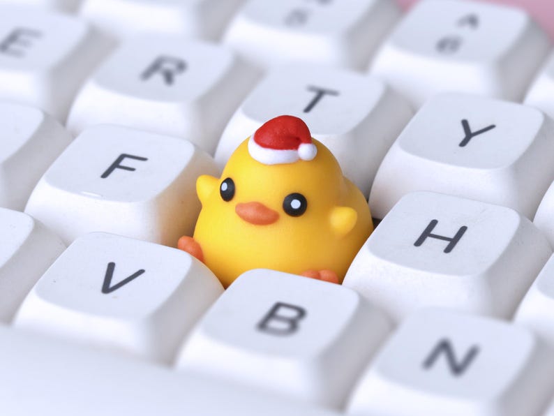 Tecla Duckie - Tecla artesanal para teclados mecânicos gamer com switches Cherry MX (4 cores) Xmas Duckie