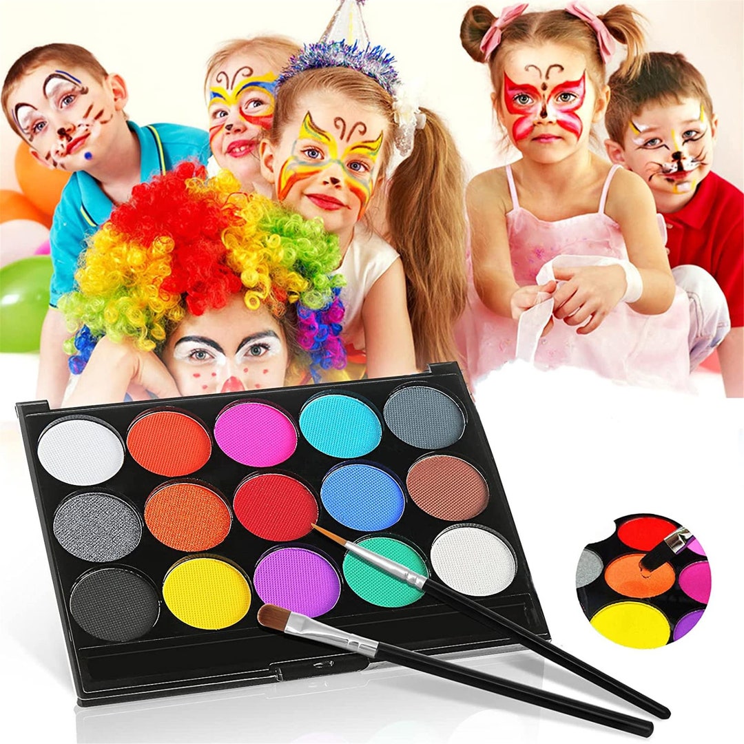 Professional Face Paint Kit 15 Colors Palette With Brush Etsy
