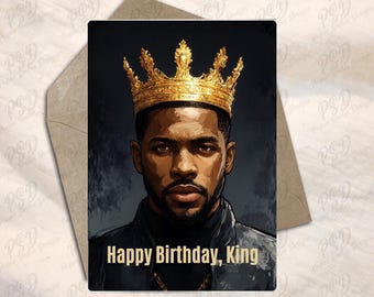 Digital Download - Black King Birthday Greeting Card - Black Boy Joy
