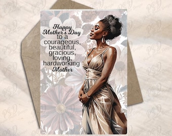 Digital Download - Watercolor Black Mother's Day Greeting Card