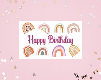 Digital Download - Abstract Rainbow Landscape Birthday Greeting Card