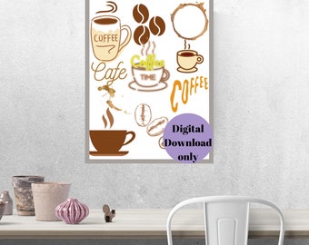 Digital Download - Coffee Lovers Printable Wall Art - kitchen - wall decor - room decor