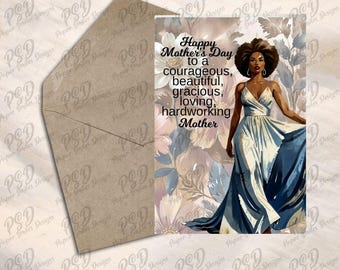 Digital Download - Watercolor Black Mother's Day Greeting Card