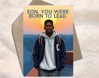 Digital Download - Black Teen Leader Birthday Greeting Card - Black Boy Joy
