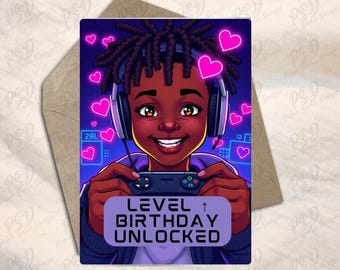 Digital Download - Cyberpunk Gamer Boy Birthday Greeting Card