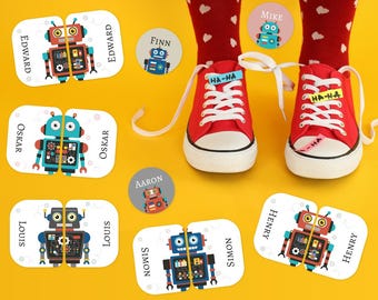 Shoe stickers, shoe labels, name labels, name stickers, children's, waterproof, robot