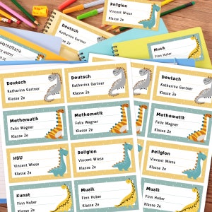 personalisierte Heftaufkleber, Kinder, Wasserfest, Dinosaurier