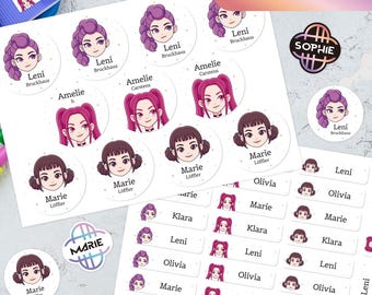 Name labels, textile labels, children, waterproof, iron-on labels