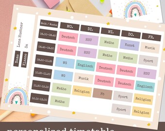 Personalized timetable, stickers, name tag, magnet