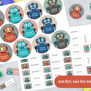 Namensetiketten, Textiletiketten, Kinder, Wasserfest, Robot
