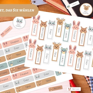 Etiquetas de nombres, etiquetas textiles, infantiles, impermeables, zoo, animales