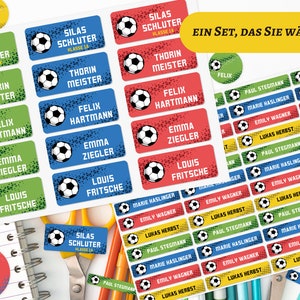 Etiquetas com nomes, etiquetas têxteis, etiquetas termoadesivas, infantis, à prova d'água, futebol