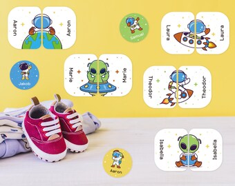 Shoe stickers, shoe labels, name labels, name stickers, children's, waterproof, space, astronaut
