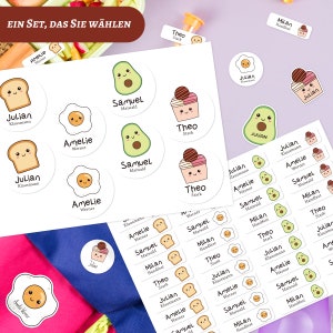 Namensetiketten, Textiletiketten, Bügeletiketten, Kinder, Wasserfest, Egg, Ice Cream, Avocado, Bread