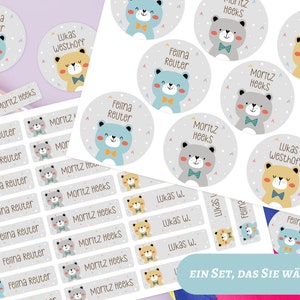 Etiquetas de nombre, etiquetas textiles, infantiles, impermeables, osito