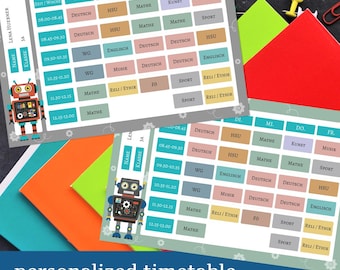 Personalized timetable, stickers, name tag, magnet