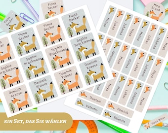 Namensetiketten, Textiletiketten, Kinder, Wasserfest, Fuchs