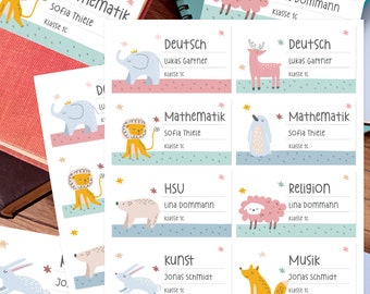 Personalized notebook stickers, children's, animals, waterproof