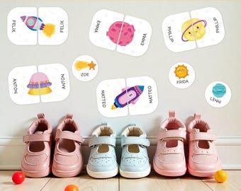 Shoe stickers, shoe labels, name labels, name stickers, children's, waterproof, space, astronaut