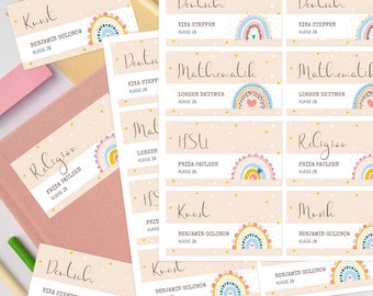 Personalized notebook stickers, children's, rainbow, waterproof