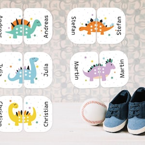 Pegatinas para zapatos, etiquetas para zapatos, etiquetas con nombre, pegatinas con nombre, para niños, impermeables, dinosaurio