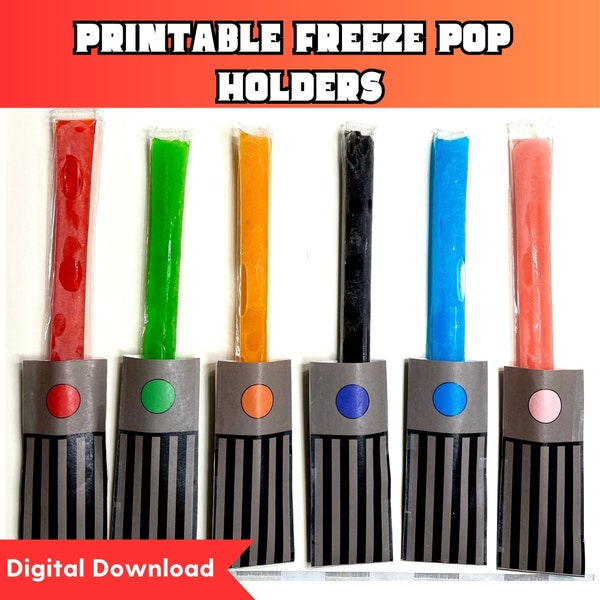 Printable Light Saber Freezer Pop Holder, Light Wand, Printable Party Favor, Space Themed Party, Boys Birthday Party Decor, Popsicle Holder