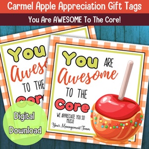 Awesome To The Core Gift Tags, Employee Appreciation Tag, Thank You Gift, Printable Tag, Teacher Appreciation, Staff Appreciation, Printable