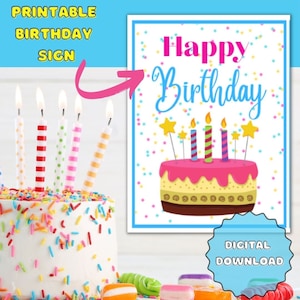 Plaque imprimable joyeux anniversaire, joyeux anniversaire, plaque joyeux anniversaire, décorations de fête d'anniversaire, plaque imprimable