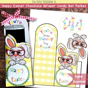 Easter Bunny Candy Bar Wrapper, Easter Basket Stuffer, DIY Printable Easter Gift. Chocolate Bar Packaging, Easter Party Favor, DIY Party