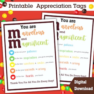 Marvelous and Magnificent Appreciation Tags, Employee Appreciation, Thank You Gift, Teacher Appreciation, Staff Appreciation, Nurses Week