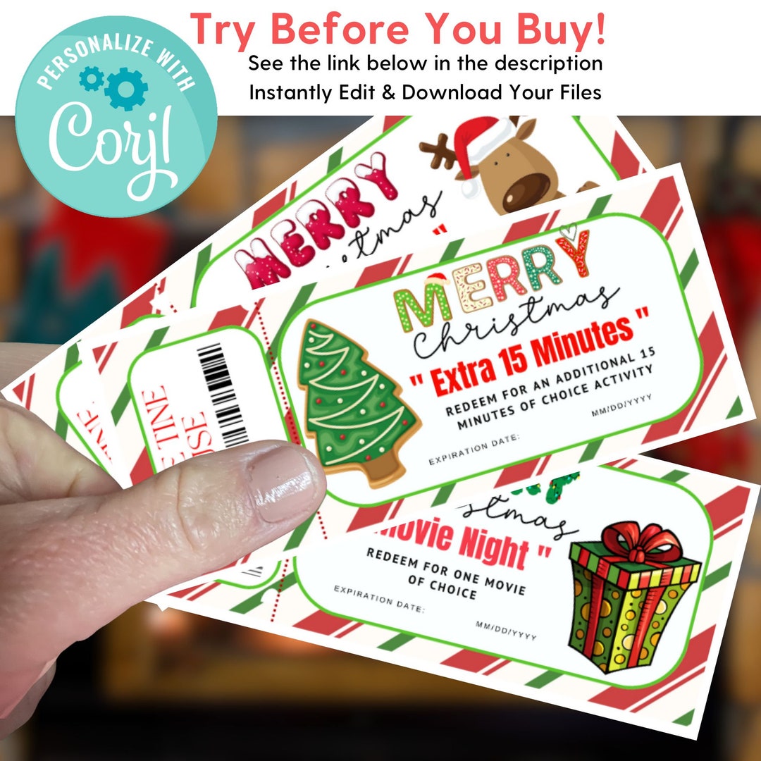 Christmas Coupon Template I Editable Corjl Template, Printable ...